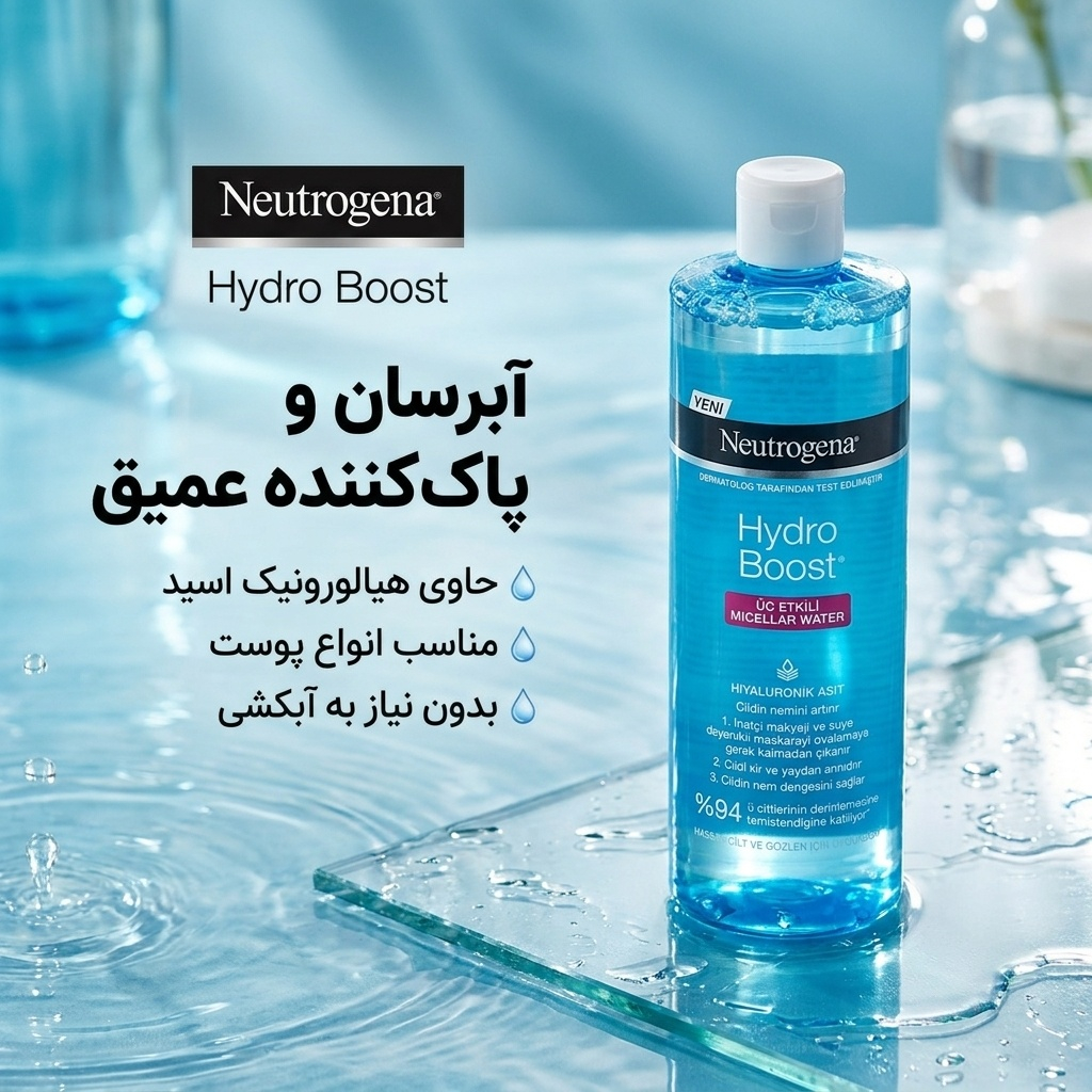 محلول پاک کننده آرایش صورت نوتروژینا مدل Hydro Boost حجم 400 میلی لیتر