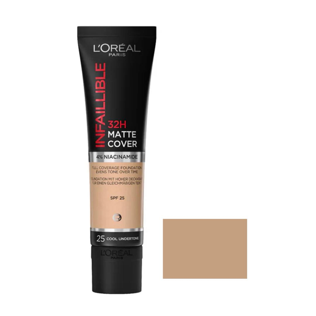 کرم پودر مایع لورال مدل Infaillible Matte Cover 32H با SPF25 حجم 30 میلی لیتر