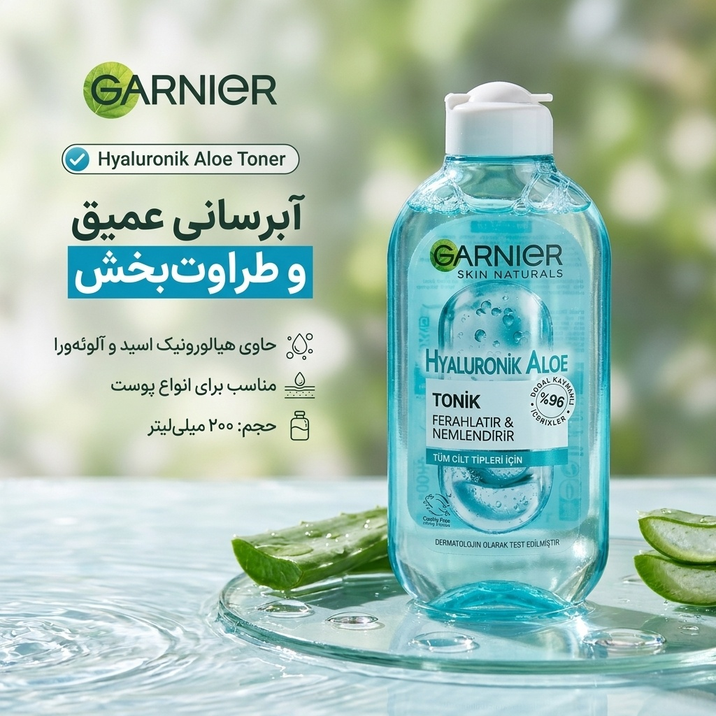 تونر گارنیه مدل Hyaluronik Aloe حجم 200 میلی لیتر