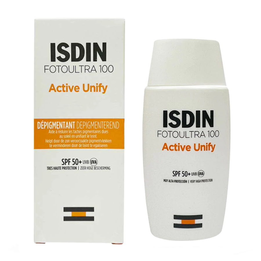 کرم ضدآفتاب بدون رنگ ایزدین SPF50 مدل FOTOULTRA 100 ACTIVE UNIFY ‌مناسب انواع پوست، حجم 50 میلی‌‌لیتر
