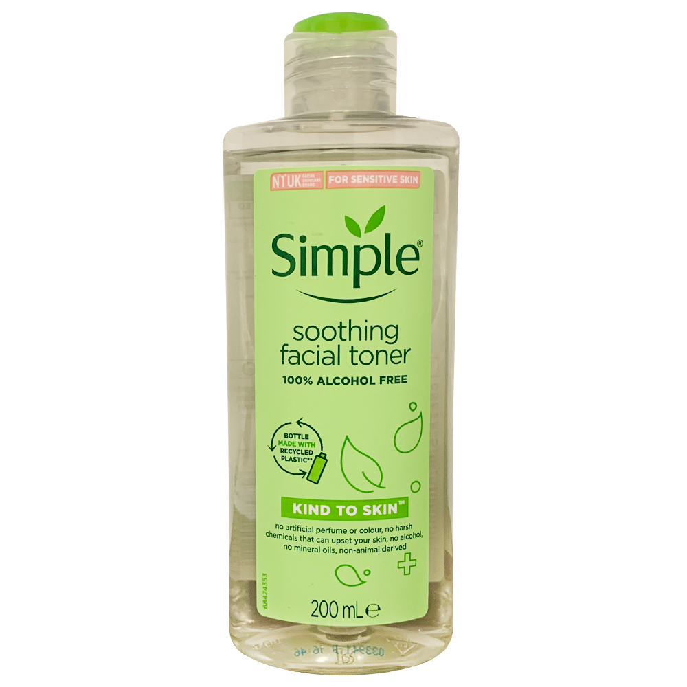 تونر پاک کننده صورت سیمپل مدل Soothing حجم 200 میلی لیتر
