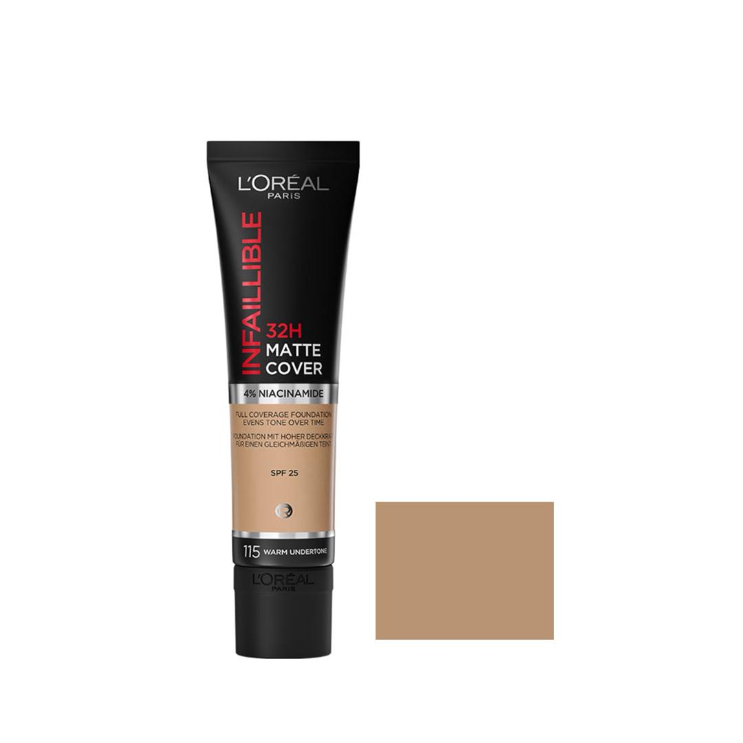 کرم پودر مایع لورال مدل Infaillible Matte Cover 32H با SPF25 حجم 30 میلی لیتر
